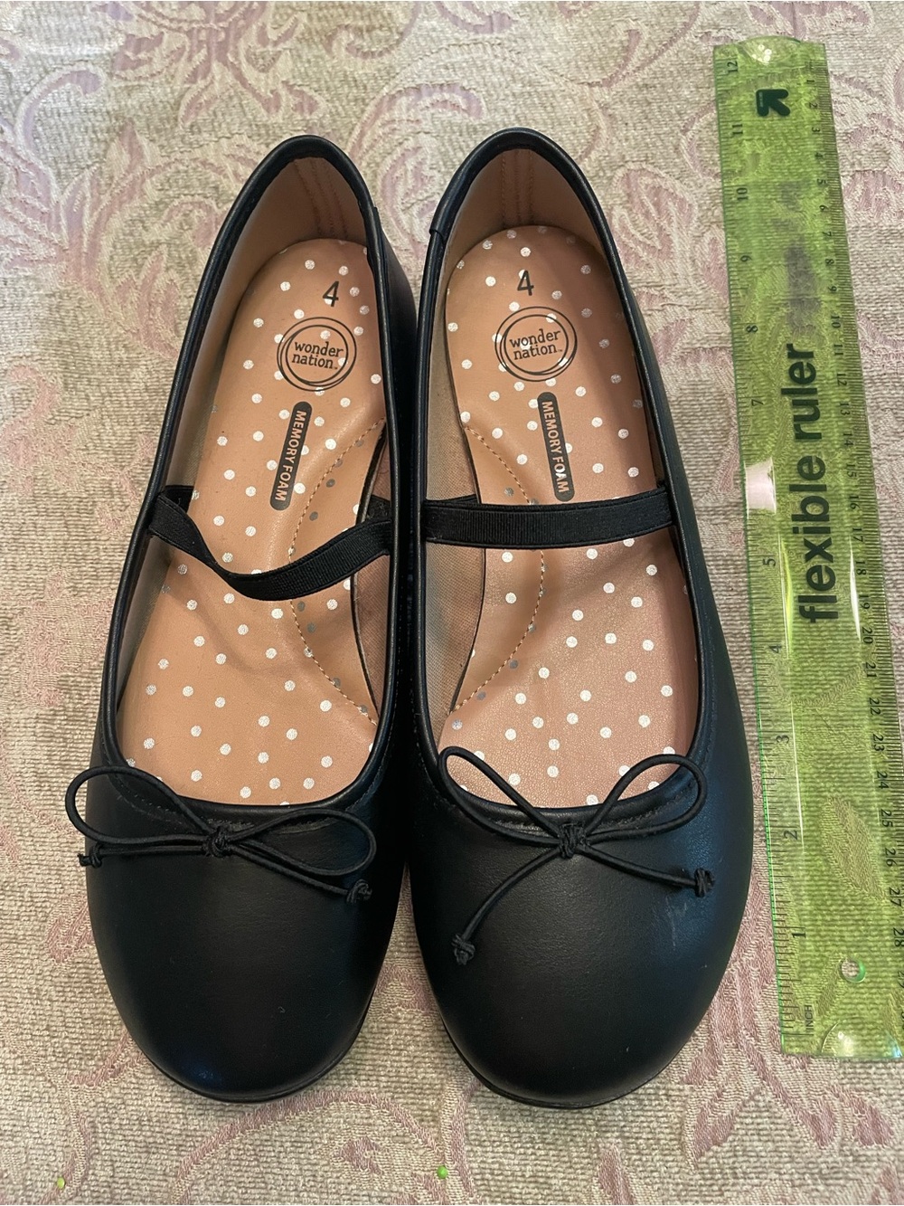 wonder nation Black Girls' Mary Jane Ballet Flats with Bow